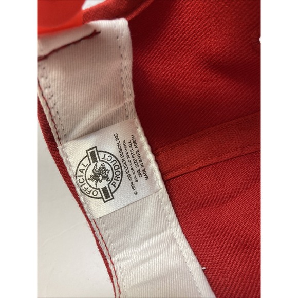 VTG Budweiser Beer Anheuser-Busch Beverage Red Adjustable Snapback Baseball Hat - Picture 6 of 6